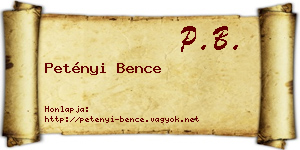 Petényi Bence névjegykártya